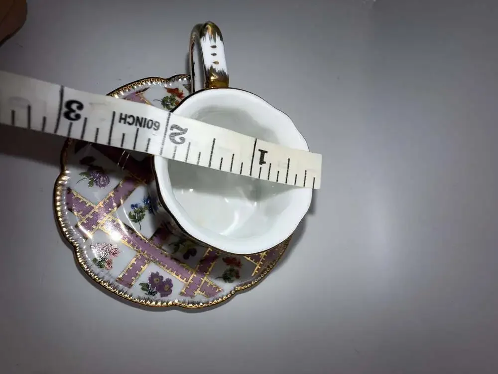 Victoria's Garden Porcelain Floral Pattern Demitasse Cup and Saucer